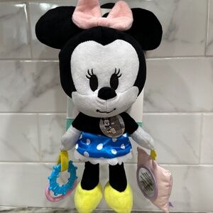 Disney Baby Classic MINNIE MOUSE On The Go Activity PLUSH Toy Blue Dress TEETHER